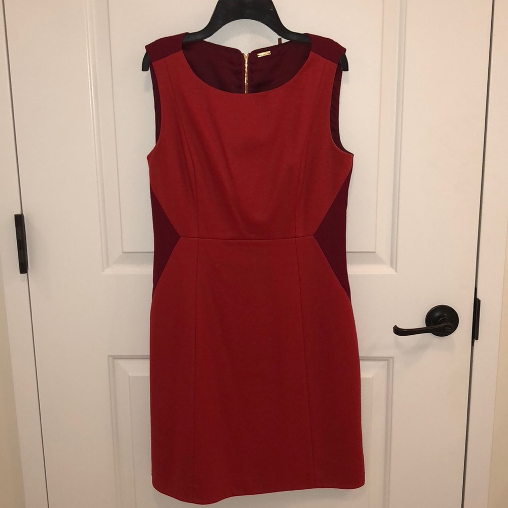 Elie Tahari wool red colorblock dress. Size 6